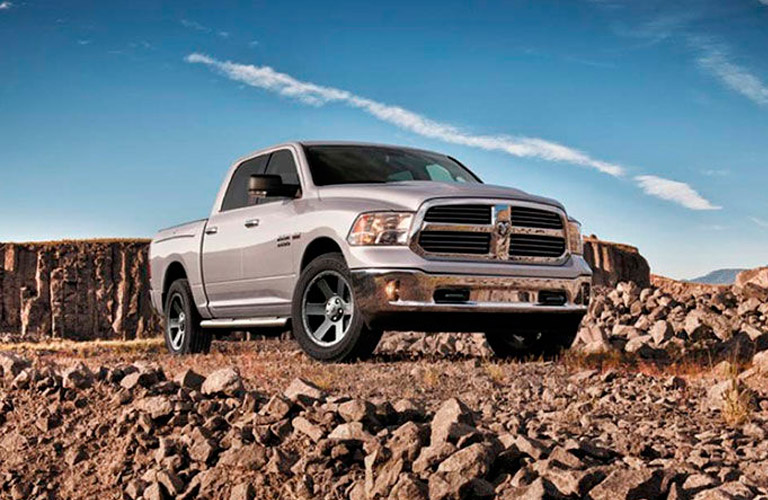 silver RAM 1500 front side view