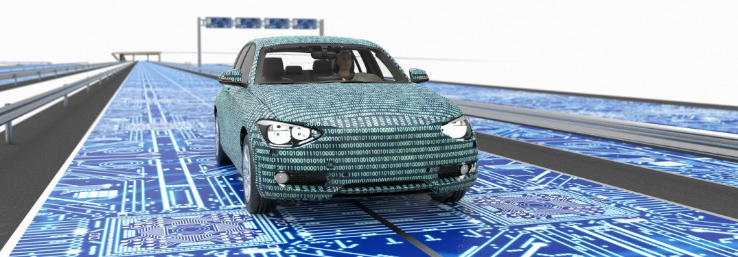 car on a digital landscape