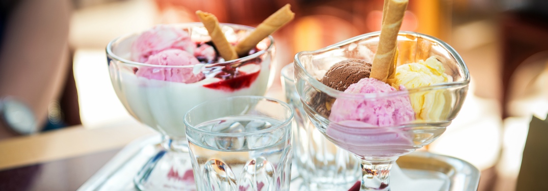two ice cream dishes