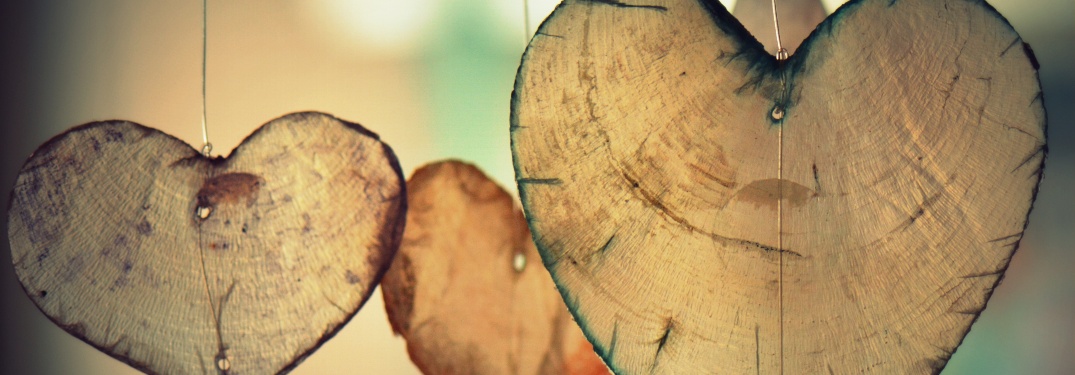 Hearts carved out of wood