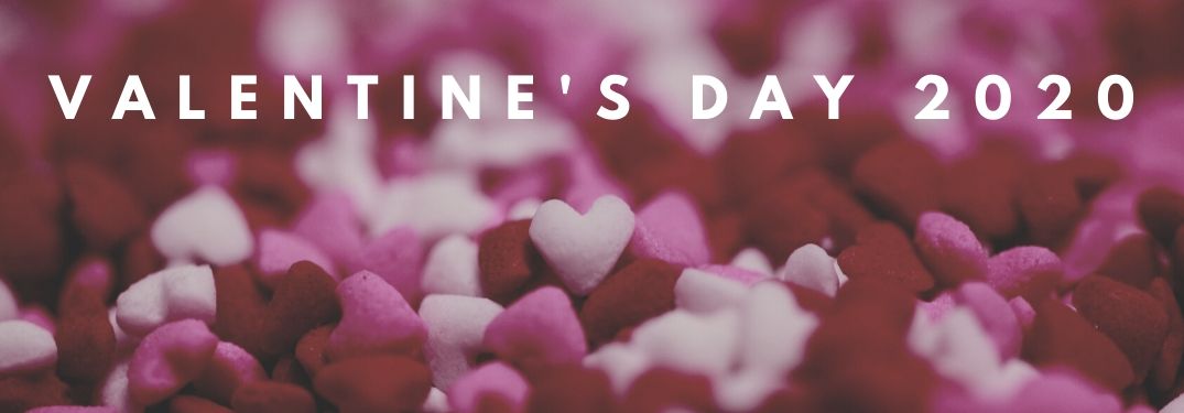 heart-shaped sprinkles with Valentine's Day 2020 text