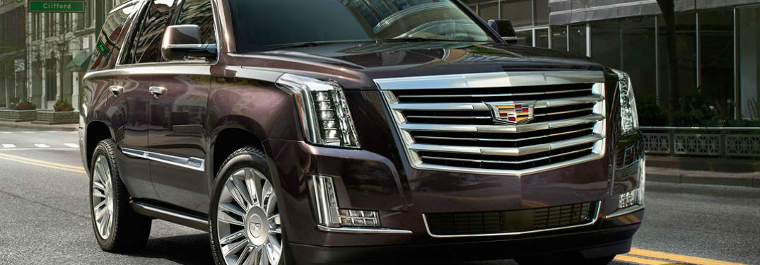 Cadillac SUV Exterior View in Burgundy
