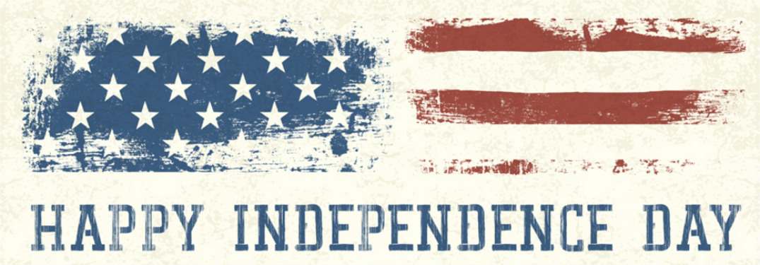 american flag distressed design over white background with blue text "happy independence day" below it