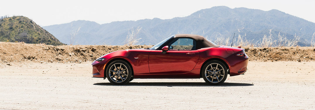 2019 Mazda MX Miata driver side red mountain background