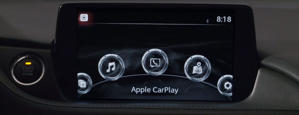 Apple CarPlay on the infotainment system in a Mazda vehicle