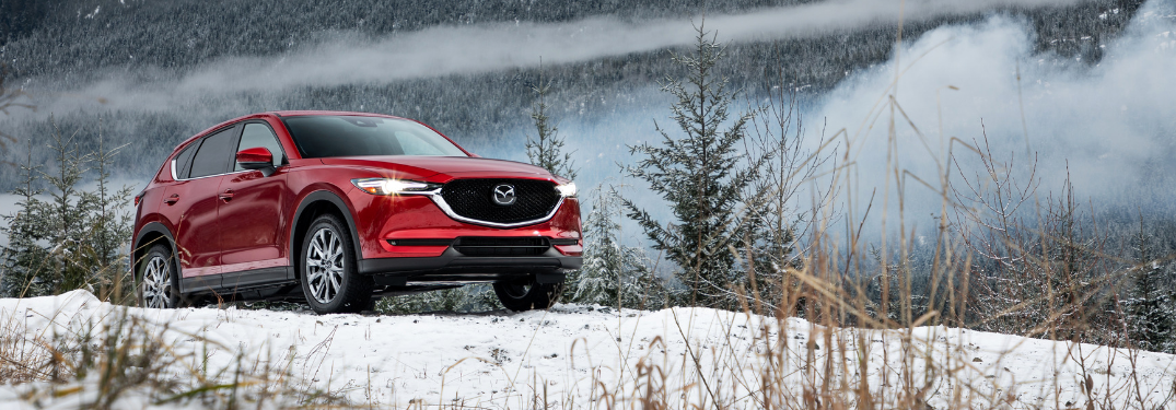 front and side view of red 2019 mazda cx-5
