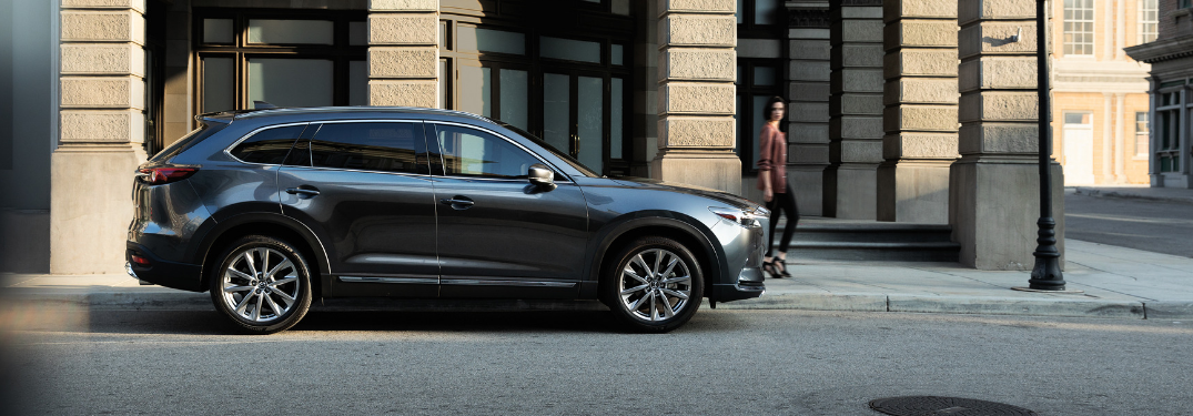 side view of gray 2019 mazda cx-9