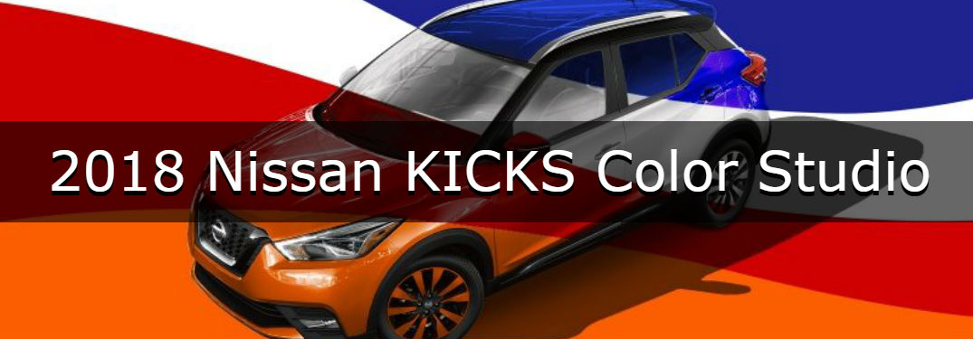 2018 Nissan KICKS Color Studio with an image of a KICKS with blue, red, orange, white