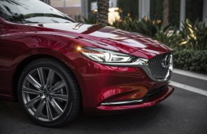 front end of dark red mazda6