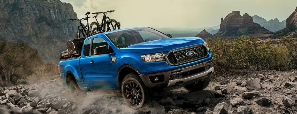 2023 Ford Ranger off-roading in a rugged terrain