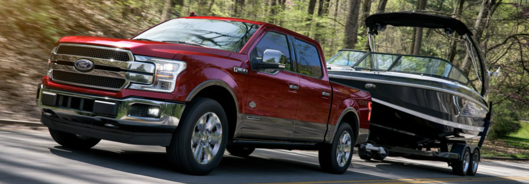 2018 Ford F-150 equipped with Power Stroke diesel engine towing a boat