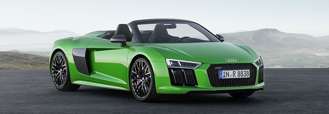 2018 Audi R8 Spyder top down in green side view