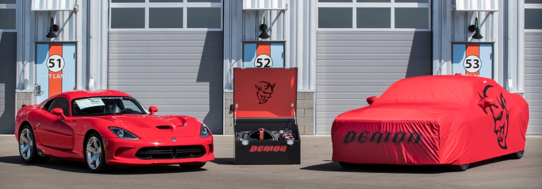The last Dodge Viper and Challenger Demon front view