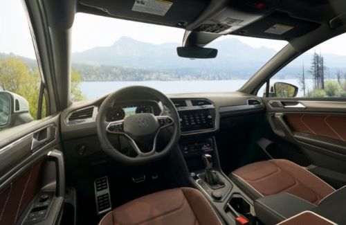 2022 Volkswagen Tiguan View of Steering Wheel, Dashboard, infotainment system, center console, and front-row seats