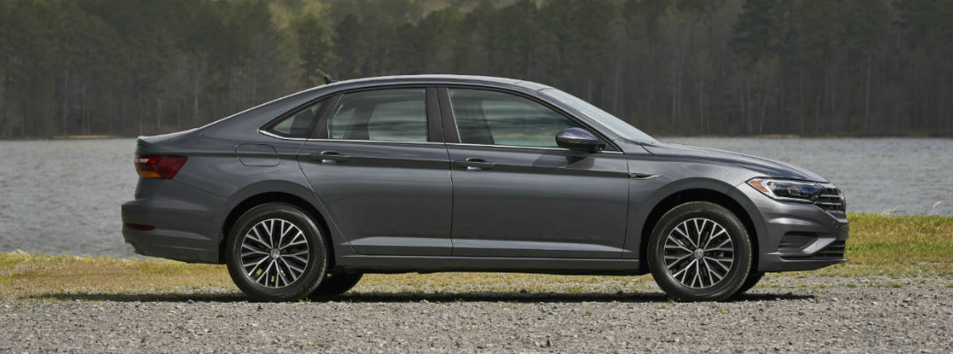Side profile of gray-colored 2019 Volkswagen Jetta