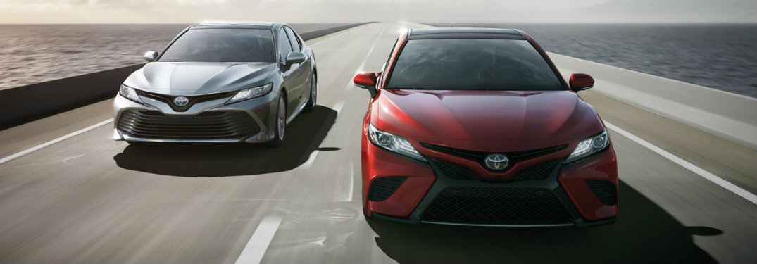 2018 Toyota Camry two models exterior front on road