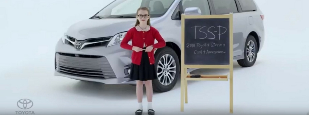 Little Jan Standing in Front of Chalkboard and 2018 Toyota Sienna