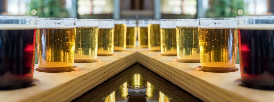 Mirrored Image of Flight of Beers