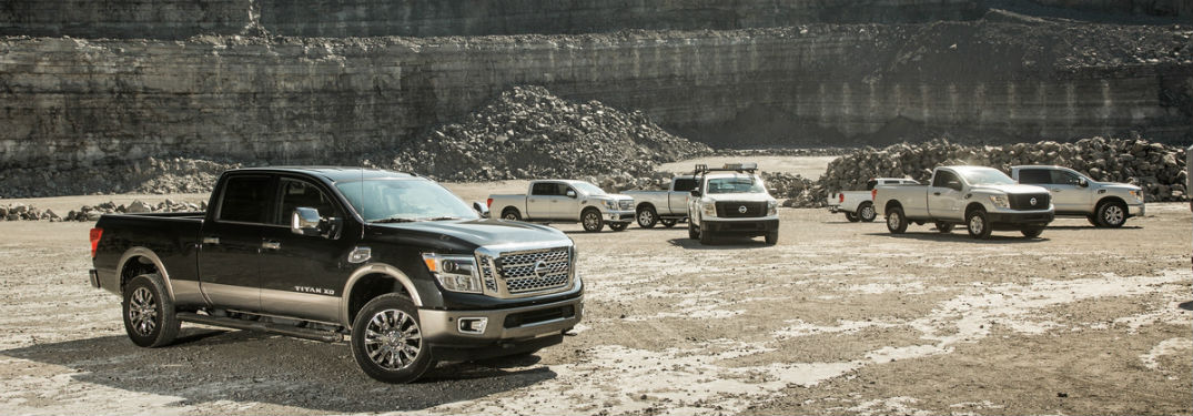 Nissan pickup trucks TITAN and TITAN XD on worksite