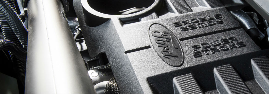 detail of 2018 ford f-150 power stroke diesel engine cover
