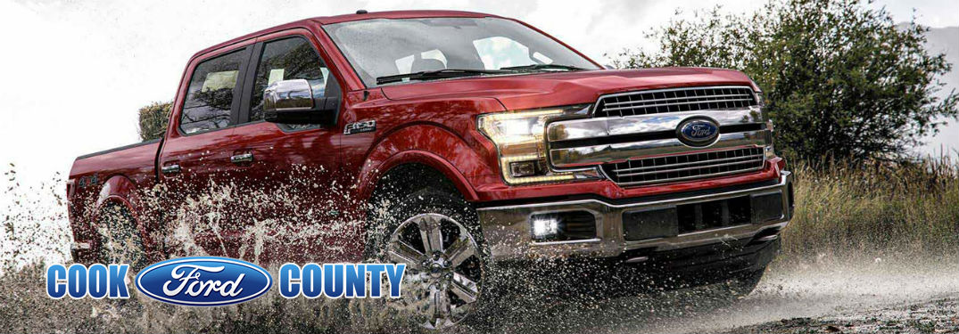 2018 Ford F-150 with image overlaid Cook County Ford logo