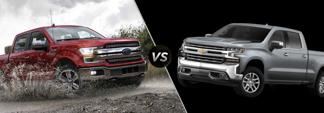 2018 Ford F150 split screen with 2019 silverado 1500