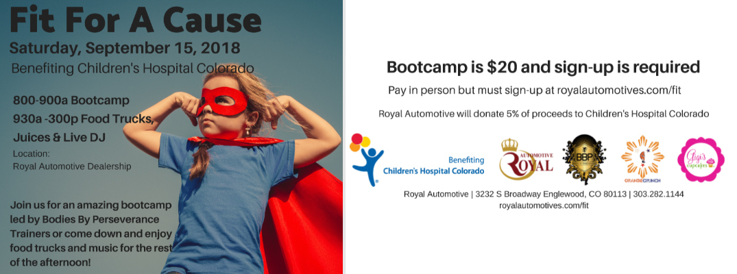 Details of Fit For A Cause Royal Automotive and Children's Hospital Colorado Fundraiser and a Girl in a Superhero Costume