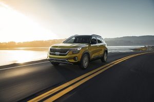 2021 Kia Seltos driving down road