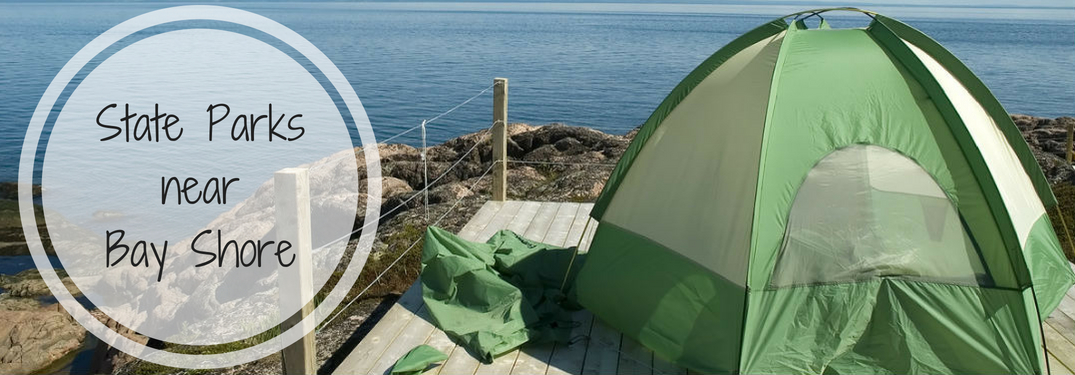 green tent on a cliff, State Parks near Bay Shore