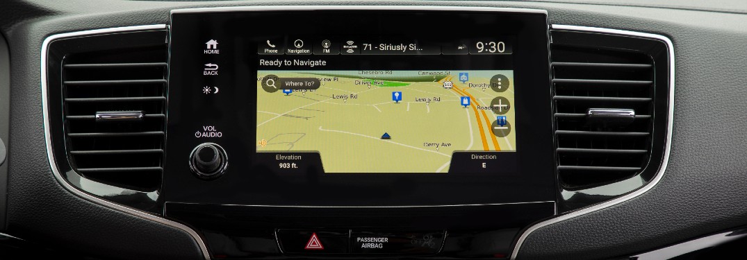 2021 Honda Pilot Elite interior shot of infotainment screen