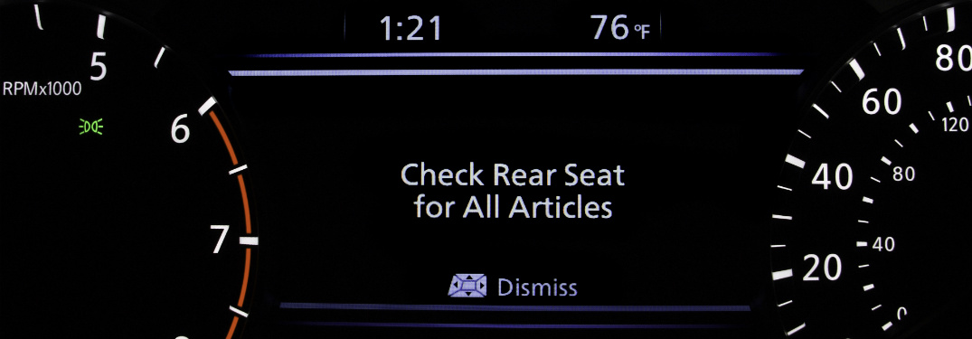 Nissan Rear Seat Alert display