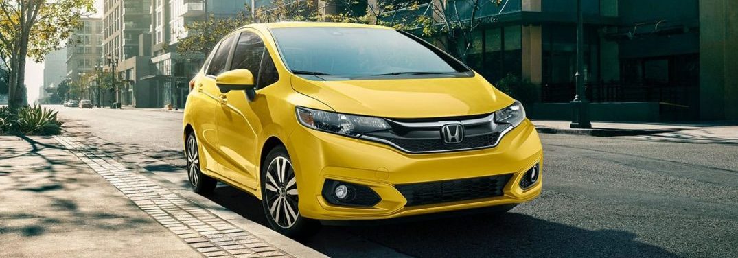 Front profile of the 2018 Honda Fit parked on a street