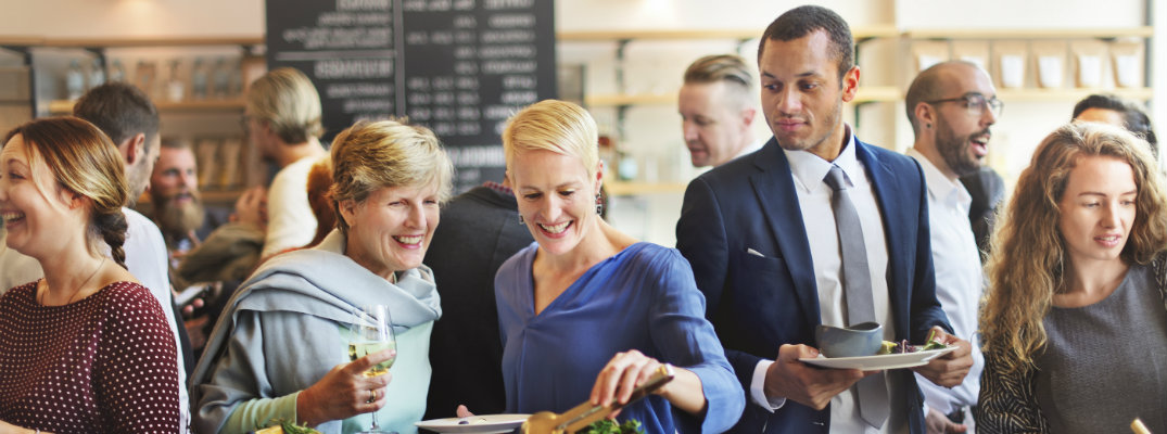 Group of people eating brunch together
