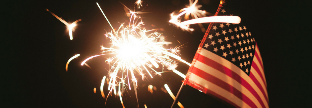 sparkler and american flag
