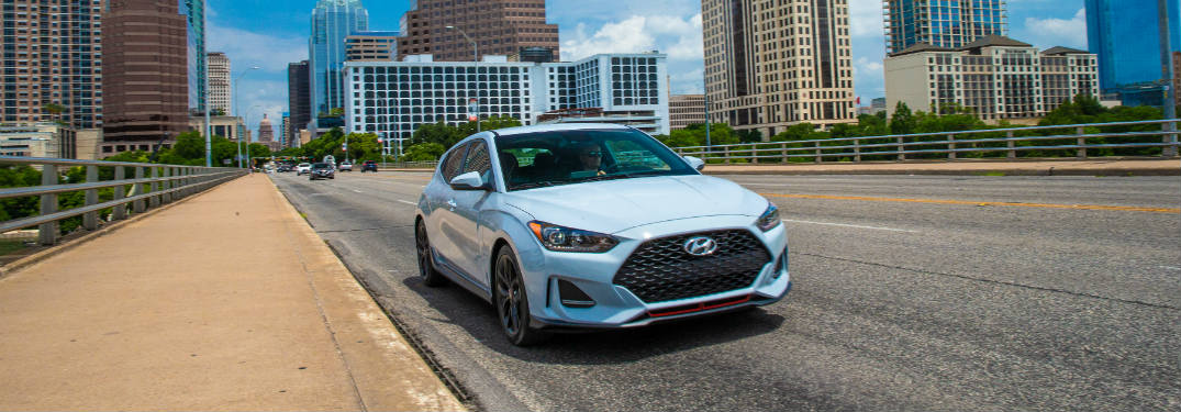 2019 Hyundai Veloster exterior front on road