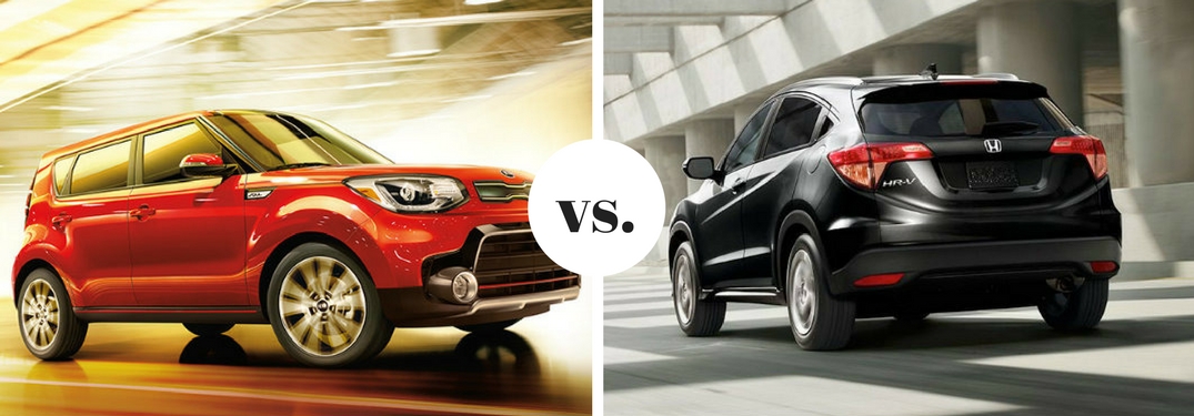 Kia Soul and Honda HR-V models positioned next to each other in comparison image