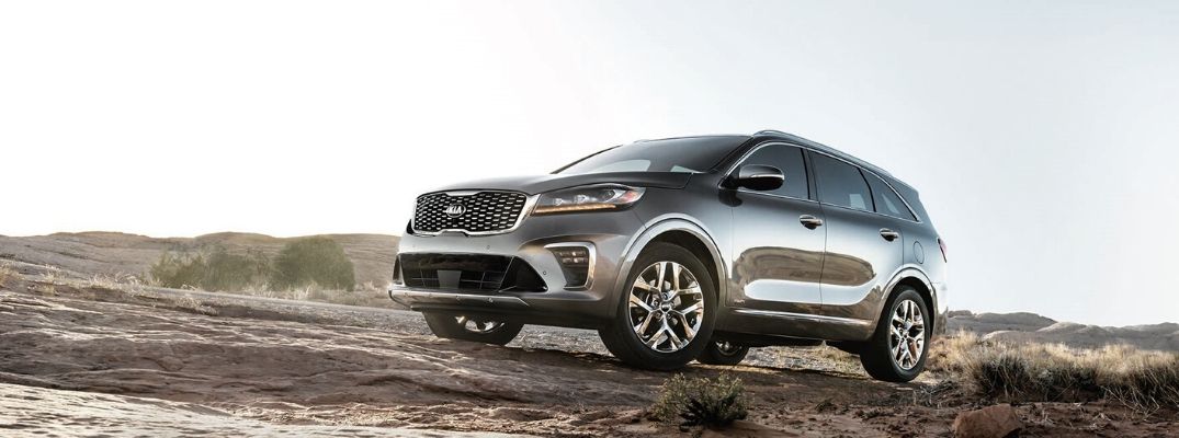 Exterior view of a silver 2020 Kia Sorento