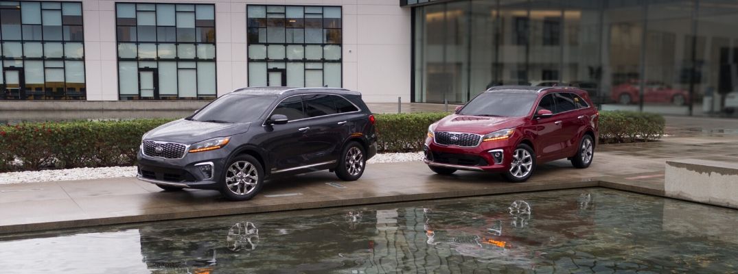 Exterior view of two 2020 Kia Sorento models
