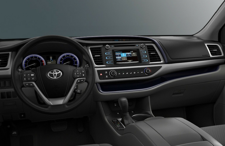 2018 Toyota Highlander dash and wheel view.