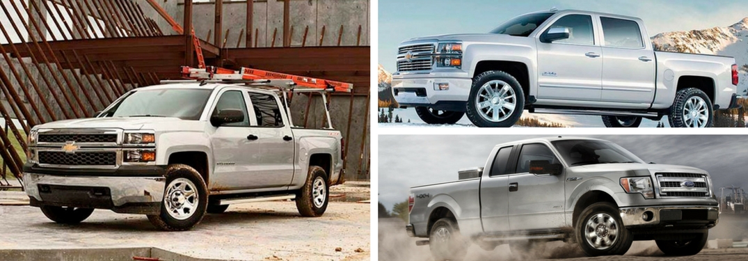 Collage of truck images including Ford and Chevy