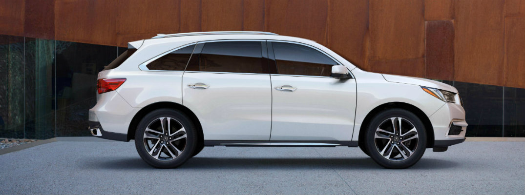 Side profile of white 2018 Acura MDX