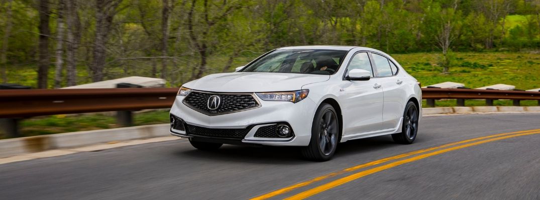 Exterior view of a white 2020 Acura TLX