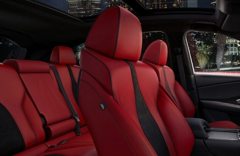 Red and Black 2021 Acura RDX Front and Rear Interior