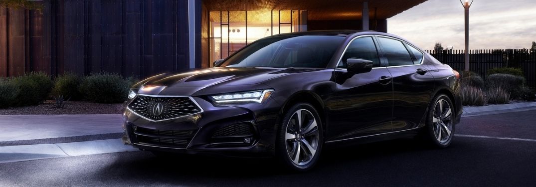 Black 2021 Acura TLX on a City Street at Night