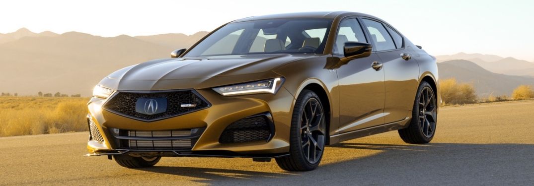 Gold 2021 Acura TLX Type S on a Desert Road