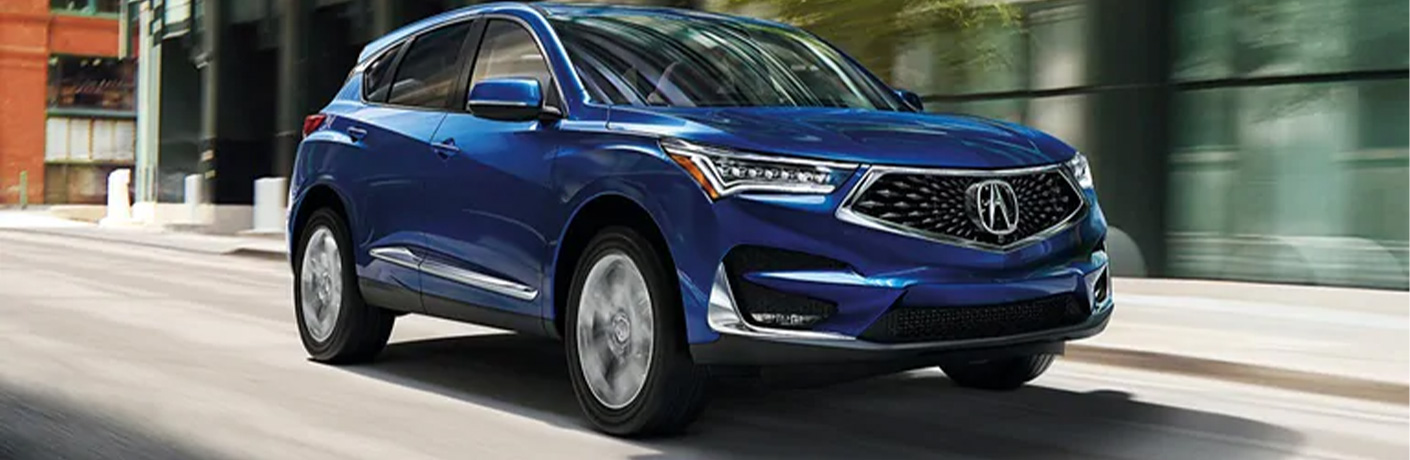 2021 Blue Acura RDX on road