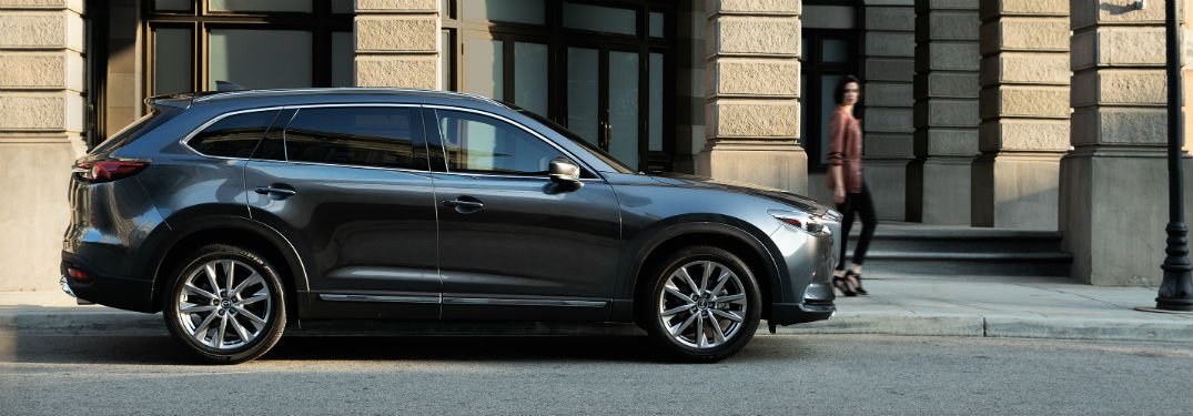 side view of a silver 2019 Mazda CX-9