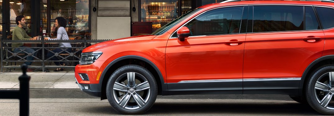 2020 Volkswagen Tiguan parked in front of a restaurant
