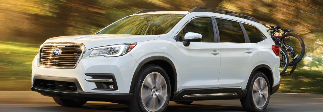 2020 Subaru Ascent driving down a rural road