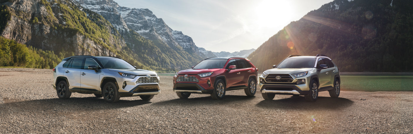 3 Toyota Rav4 models parked side by side
